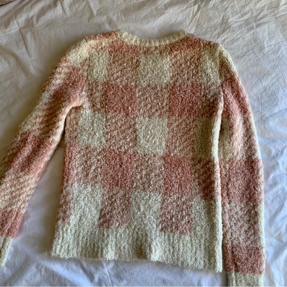 J. Crew Soft Boucle Buffalo Check Plaid Sweater Pink XS - Picture 4 of 4